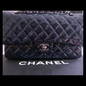 Chanel Quilted Patent Leather Classic Flap Bag